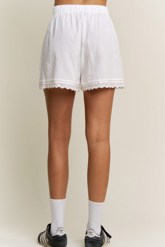 White Eyelet Cotton Shorts