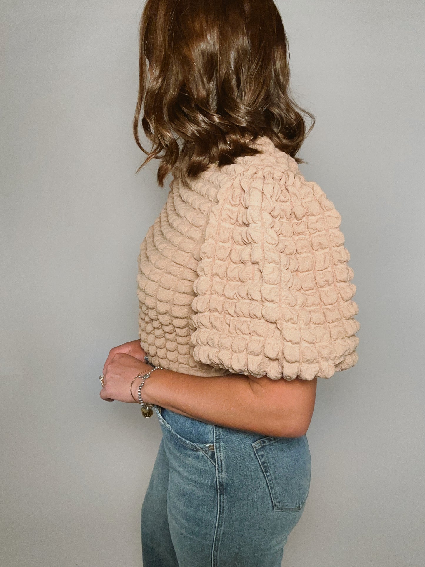 Bailey Bubble Sleeve Textured Blouse