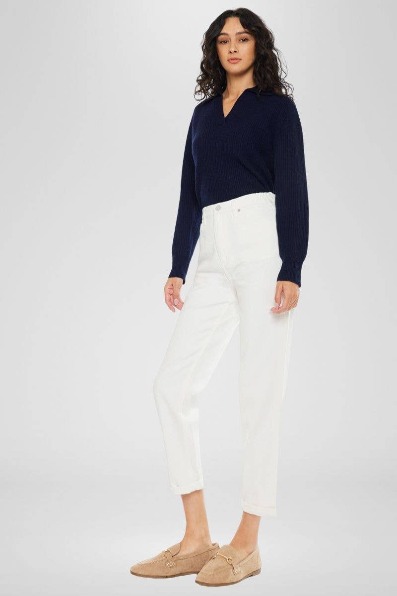 Paige Ultra High Rise White Mom Jeans
