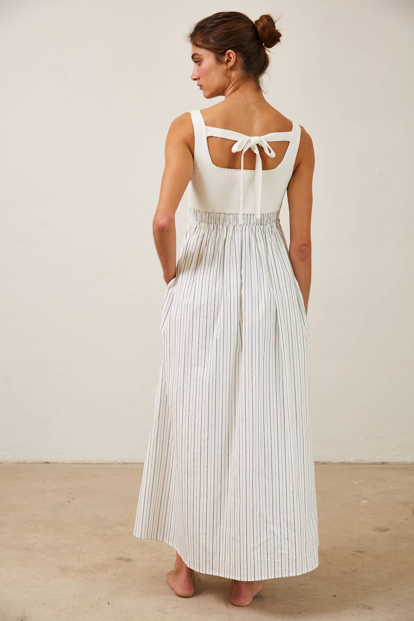 Isla Striped Ribbed Knit Bodice Maxi Dress