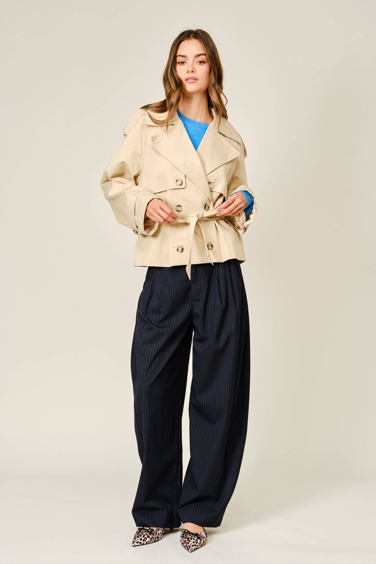 Annie A line Half Trench Coat With Belt