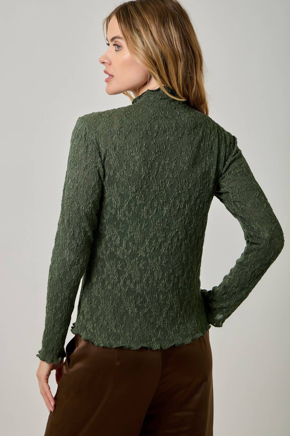 Lettuce Edge Textured Knit Top
