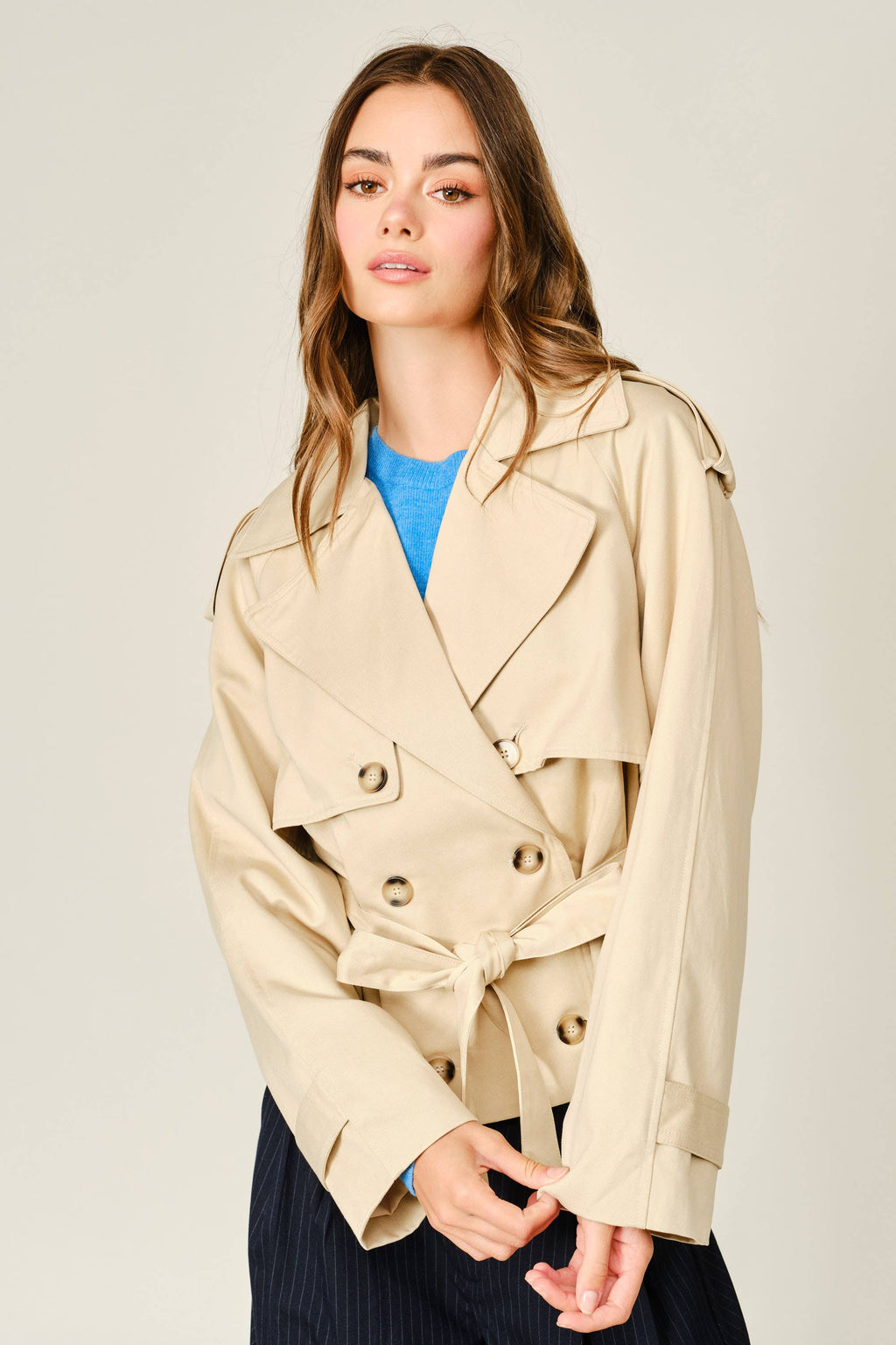 Annie A line Half Trench Coat With Belt