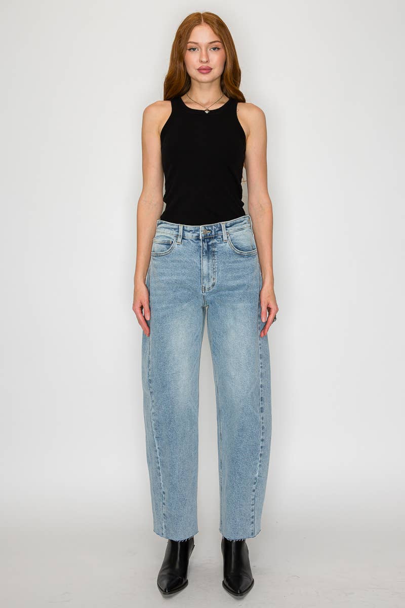 Sloane BLUE by ARTEMIS High Rise Barrel Jeans Light Wash