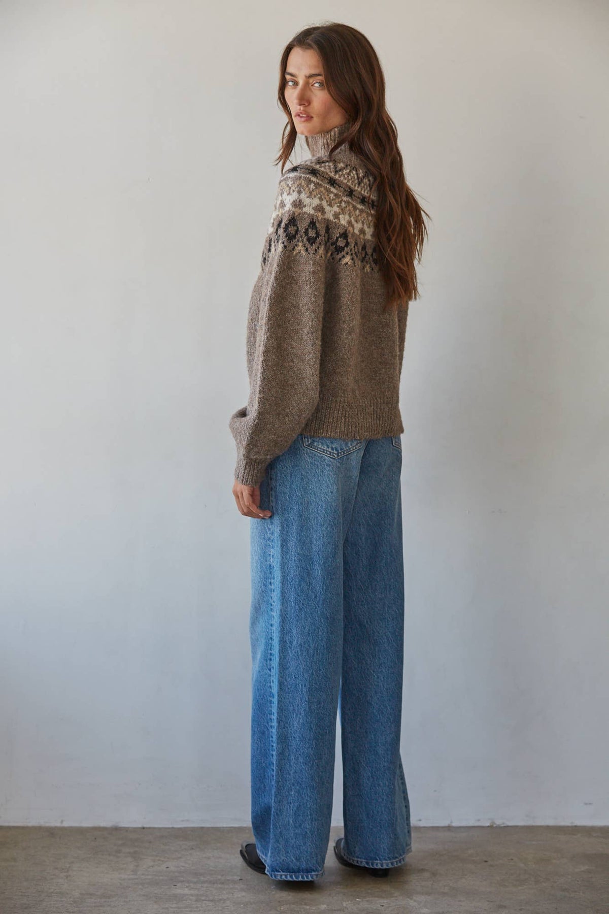 Kristen Fair Isle Mock Neck Sweater