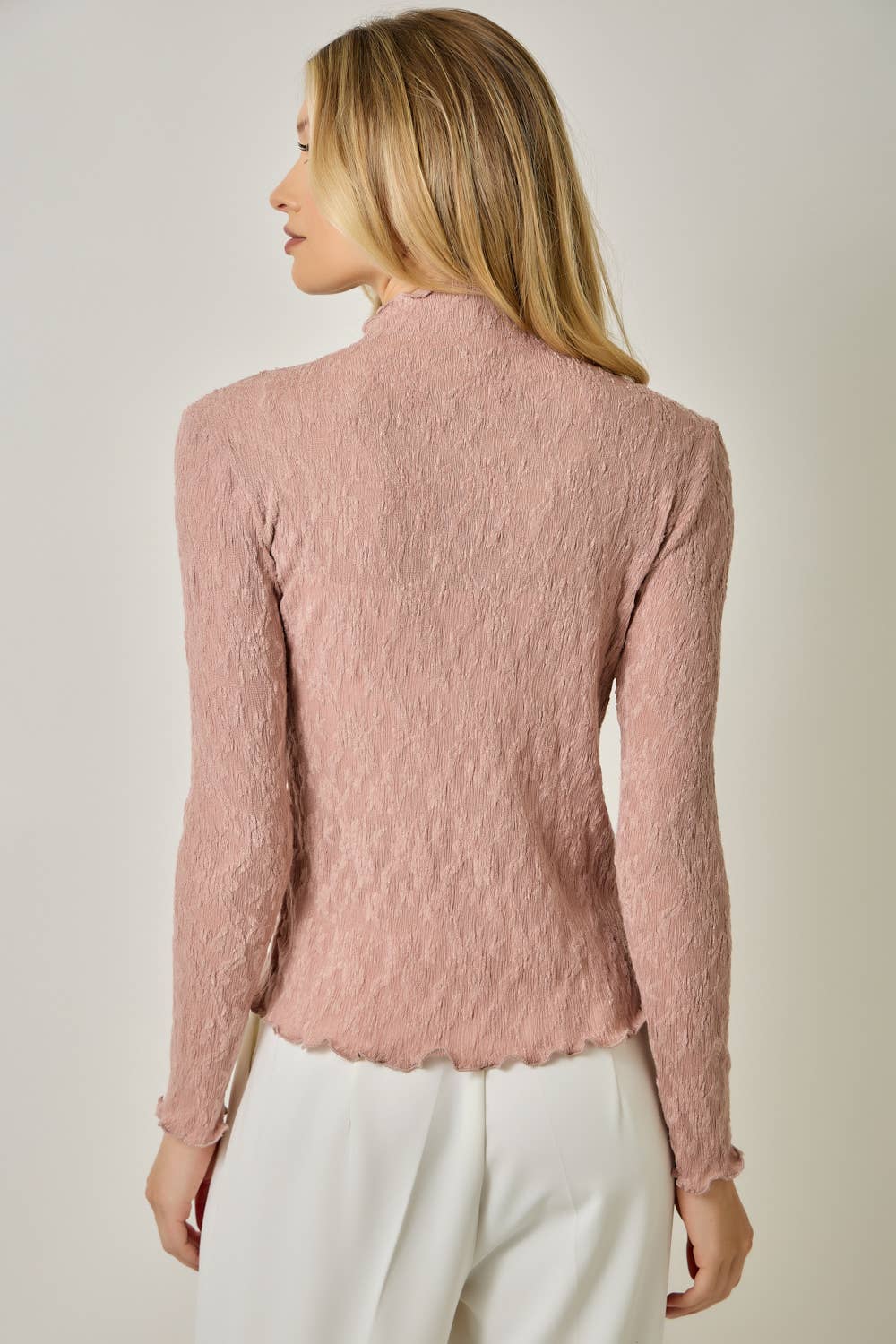 Lettuce Edge Textured Knit Top