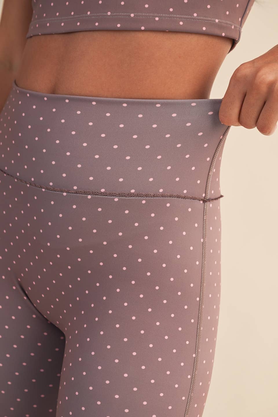 Polka Dot Print High Waist Flare Pants with Lace Trim