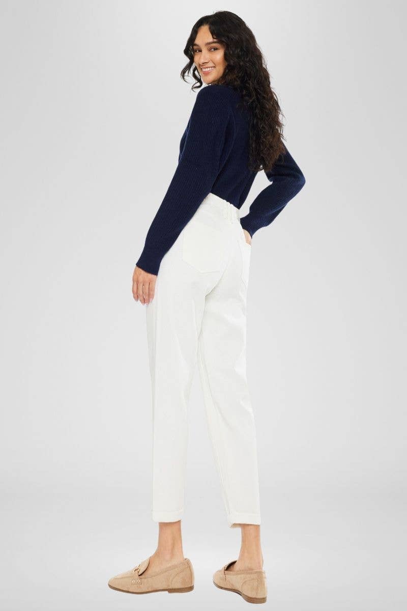 Paige Ultra High Rise White Mom Jeans