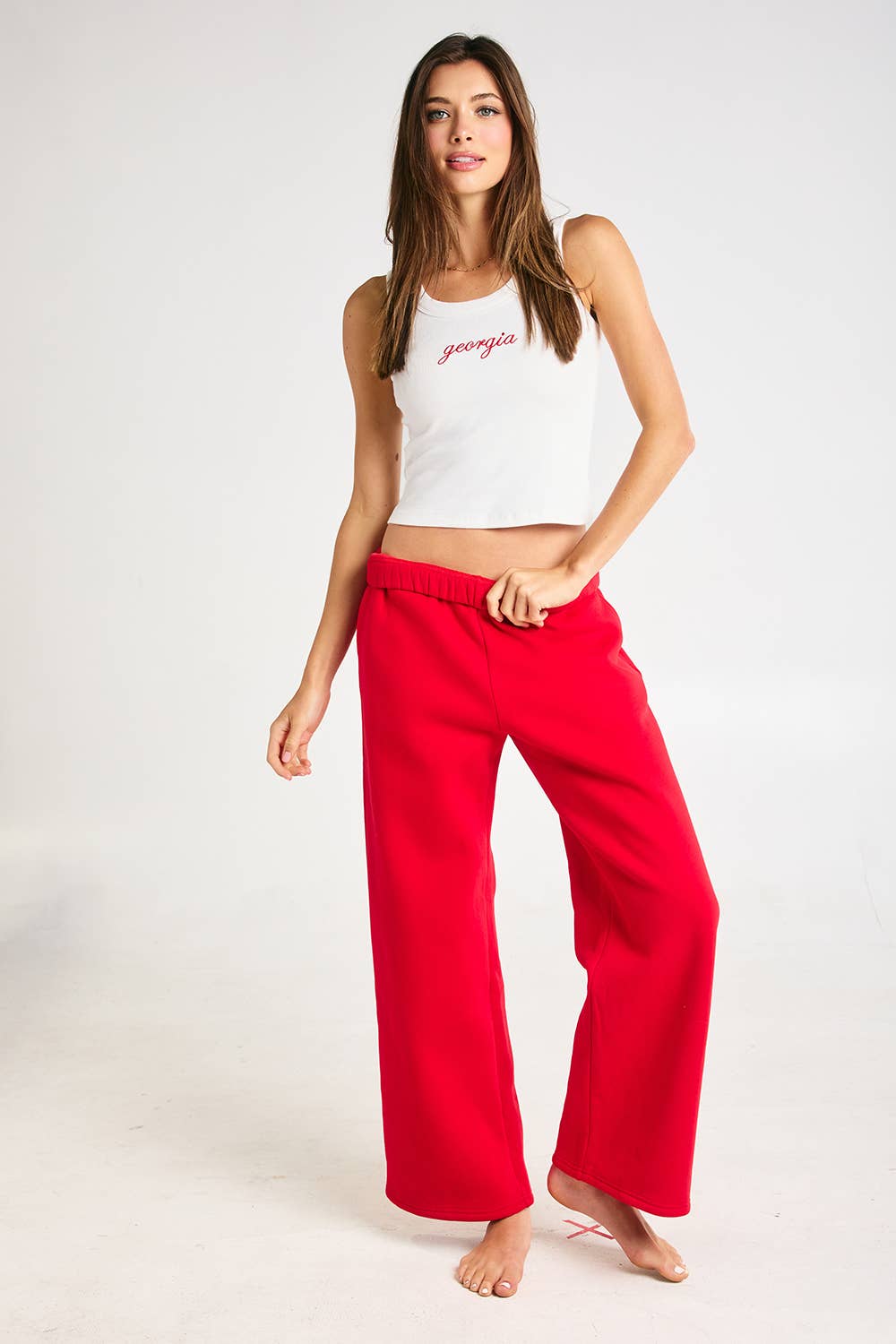 Georgia Embroidered Ribbed Tank Top