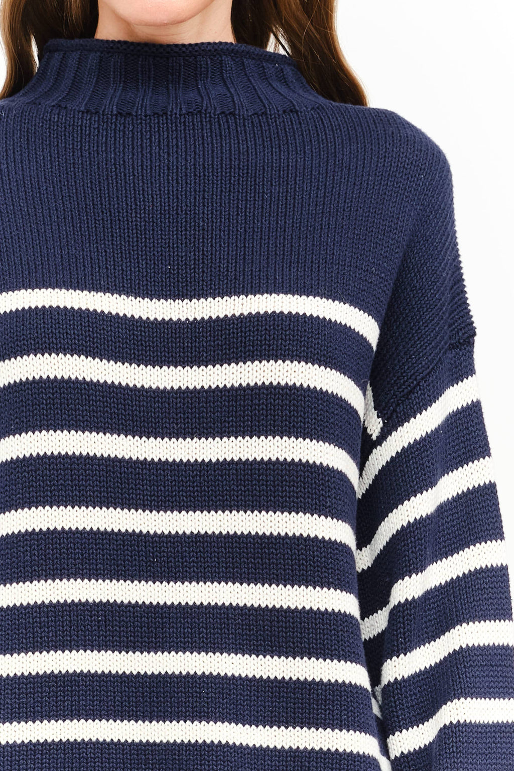 Skylar Cotton Rollneck Sweater- Navy