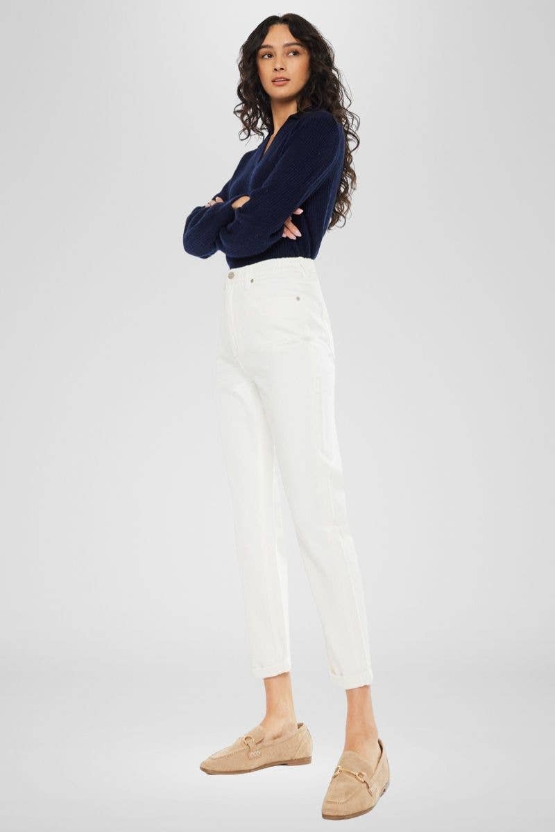 Paige Ultra High Rise White Mom Jeans