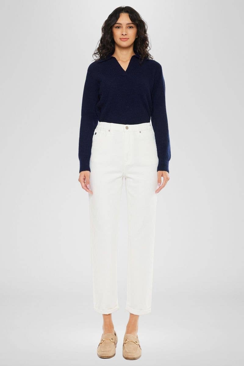 Paige Ultra High Rise White Mom Jeans