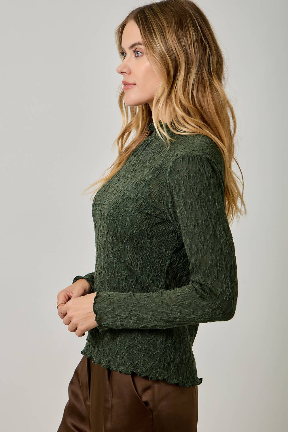 Lettuce Edge Textured Knit Top