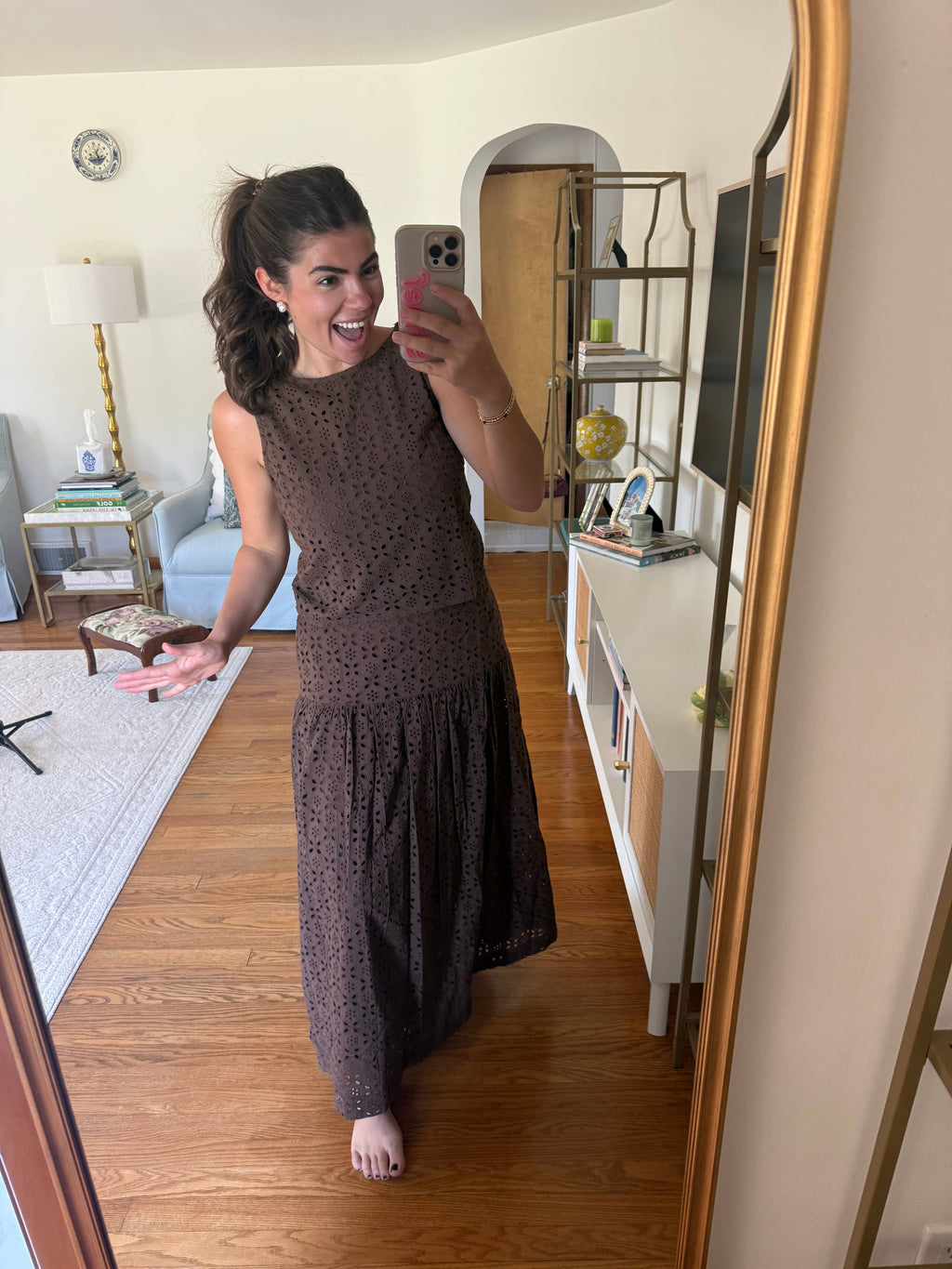 Lucy Tank Top – Chocolate Eyelet