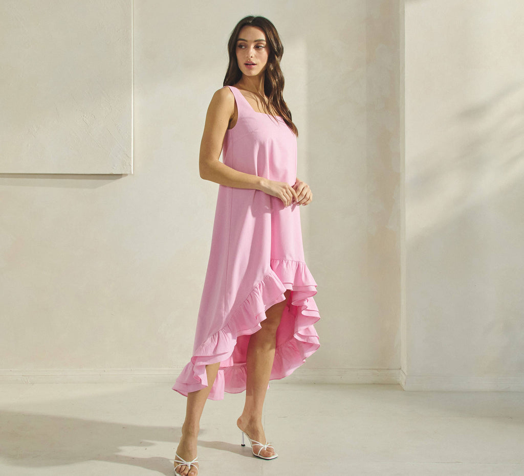 Reagan Ruffle High Low Dress