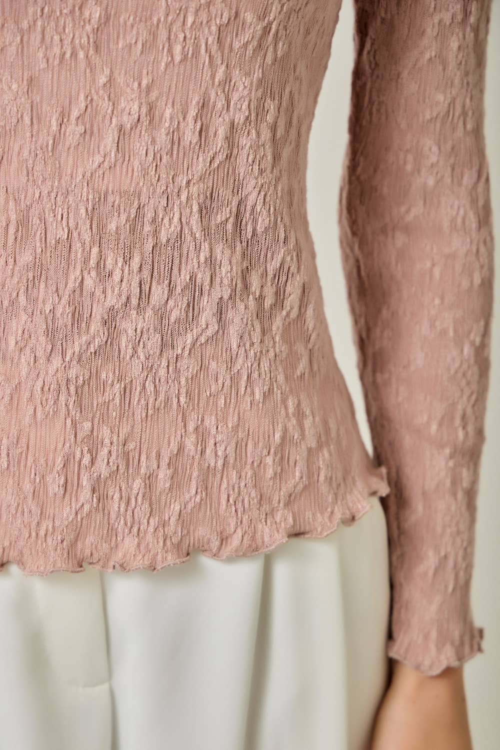 Lettuce Edge Textured Knit Top