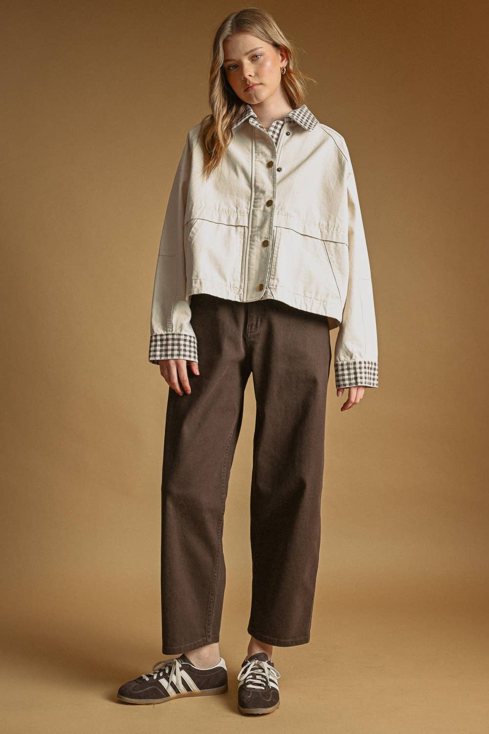 Leighton Gingham Detail Twill Jacket