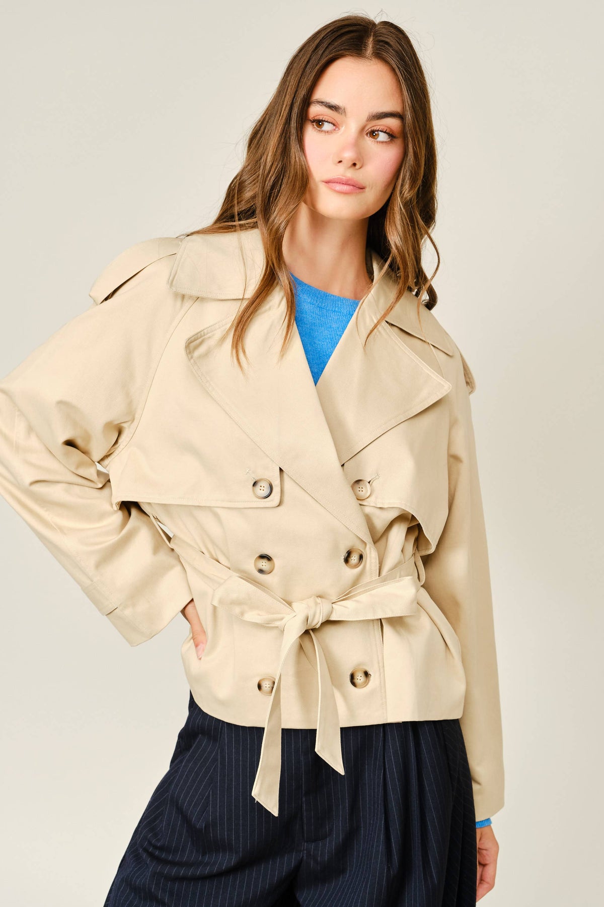 Annie A line Half Trench Coat With Belt