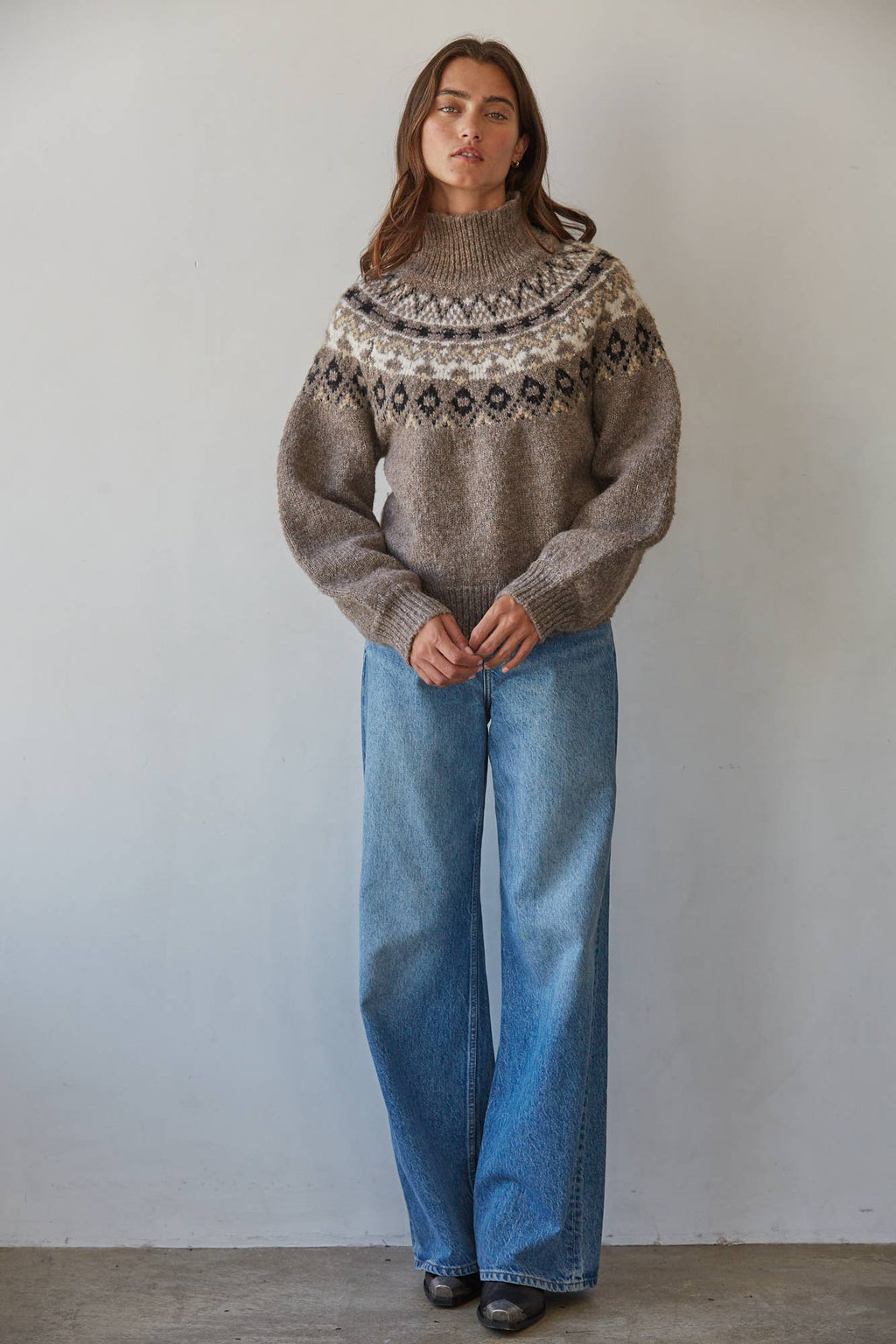 Kristen Fair Isle Mock Neck Sweater