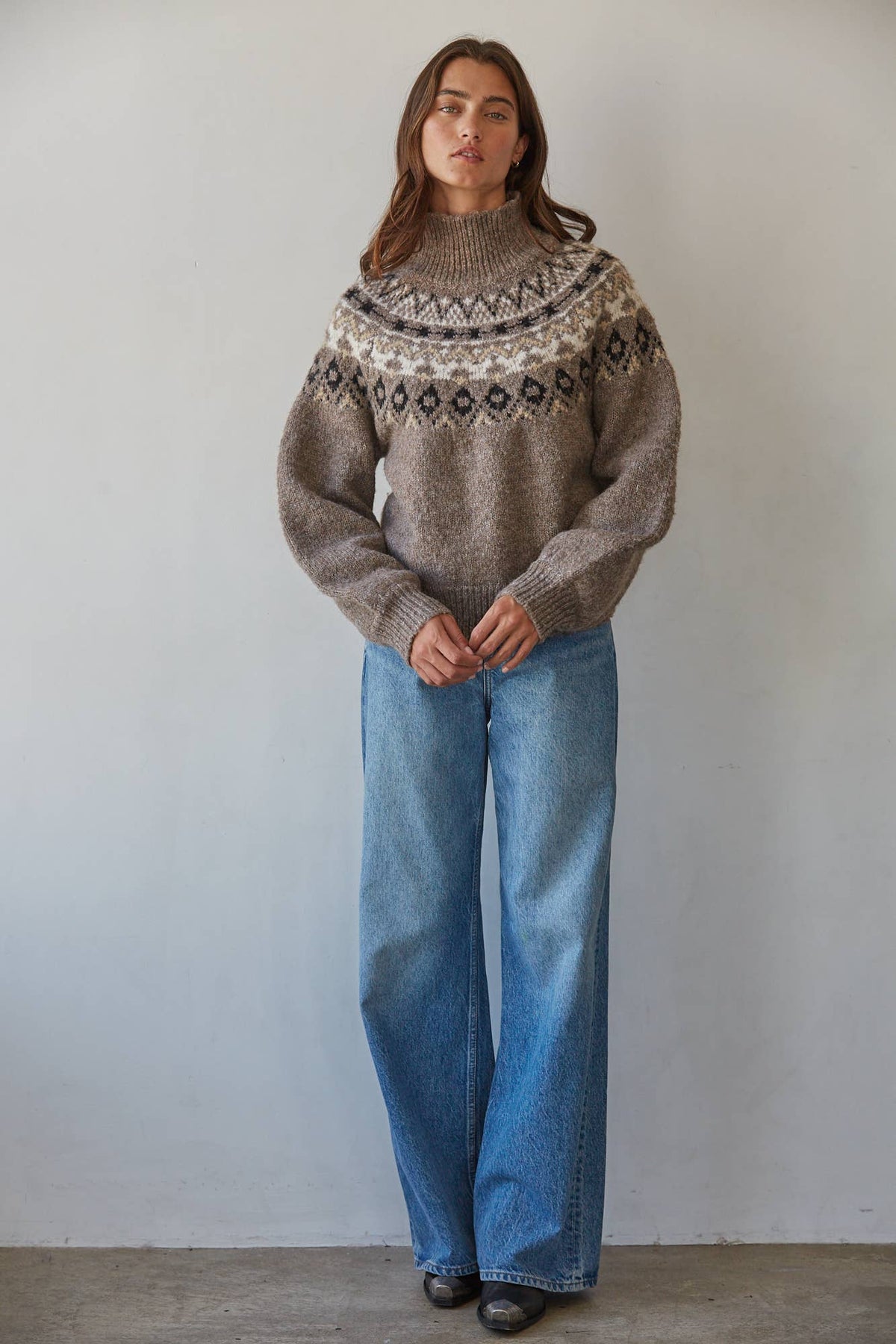 Kristen Fair Isle Mock Neck Sweater