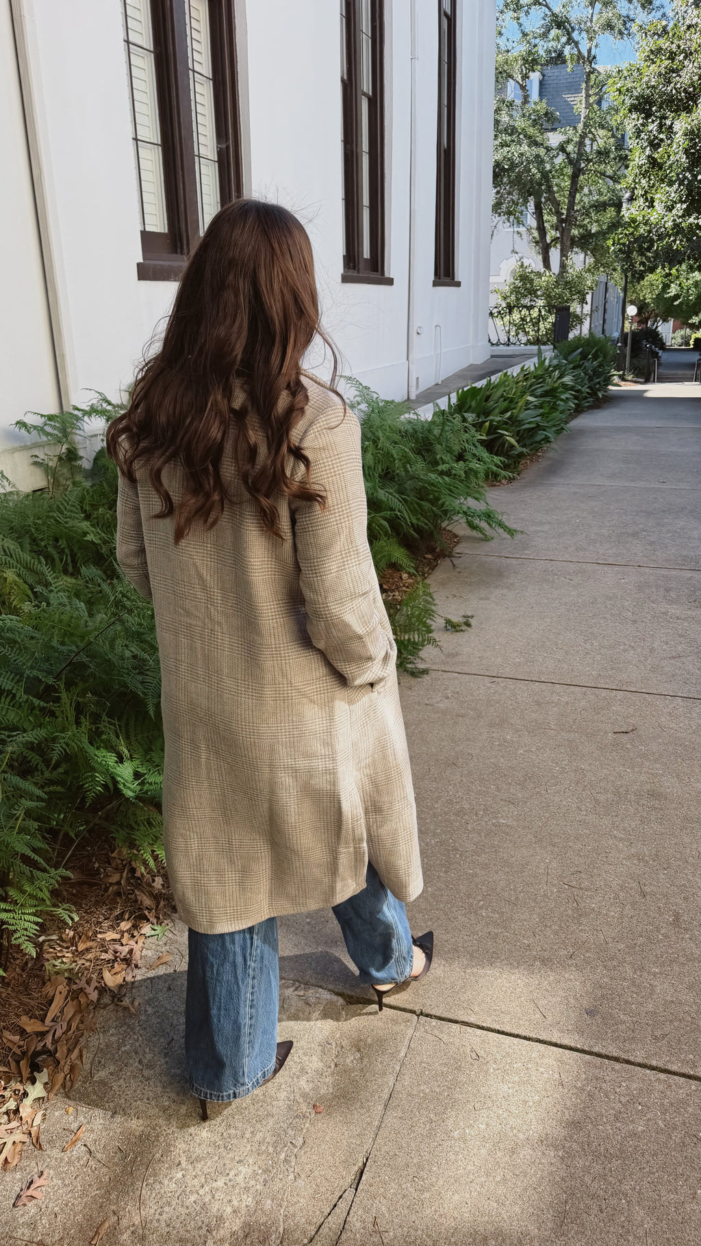 Hayes Houndstooth Plaid Long Coat