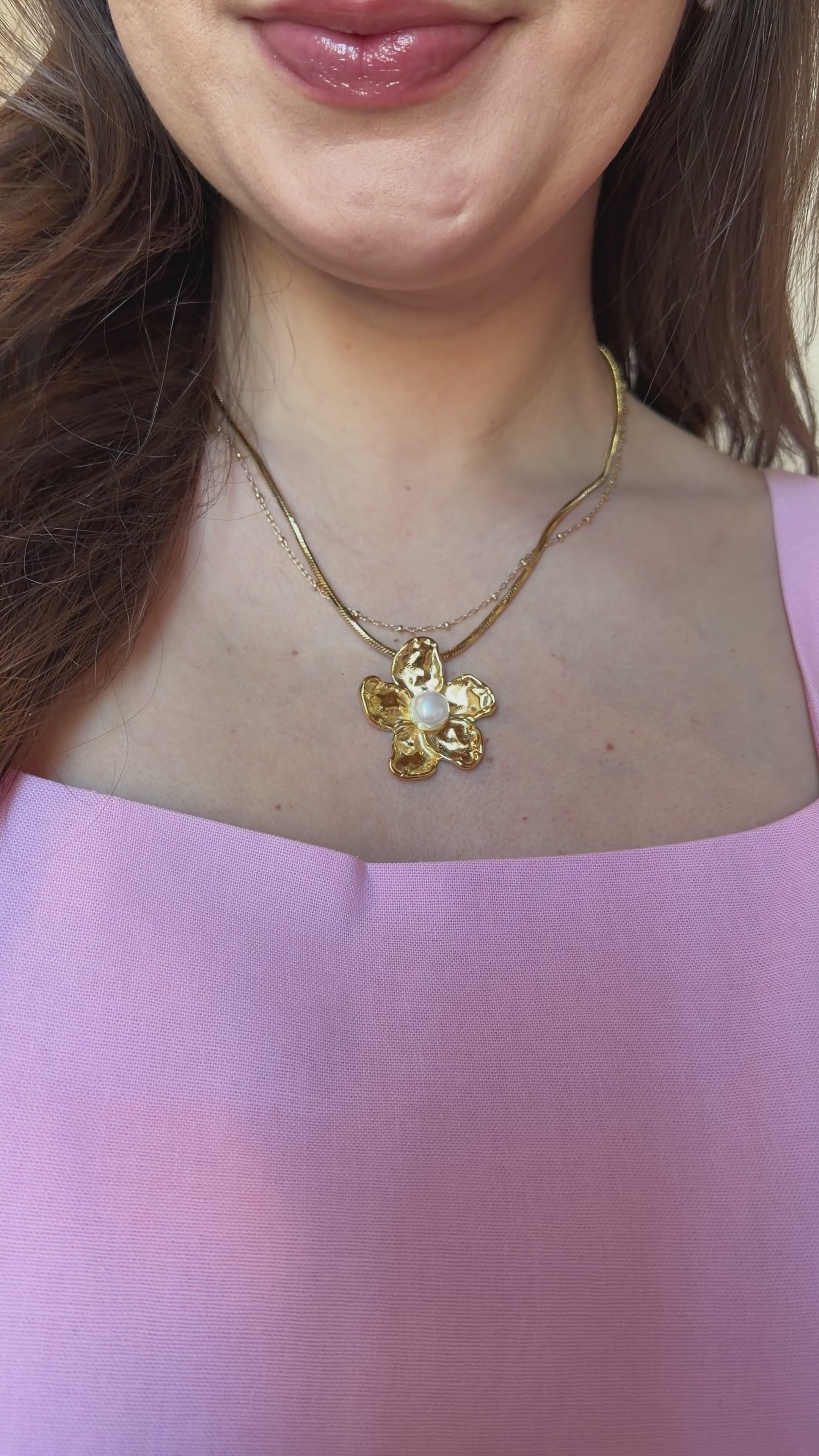 Pearl Gold Flower Necklace