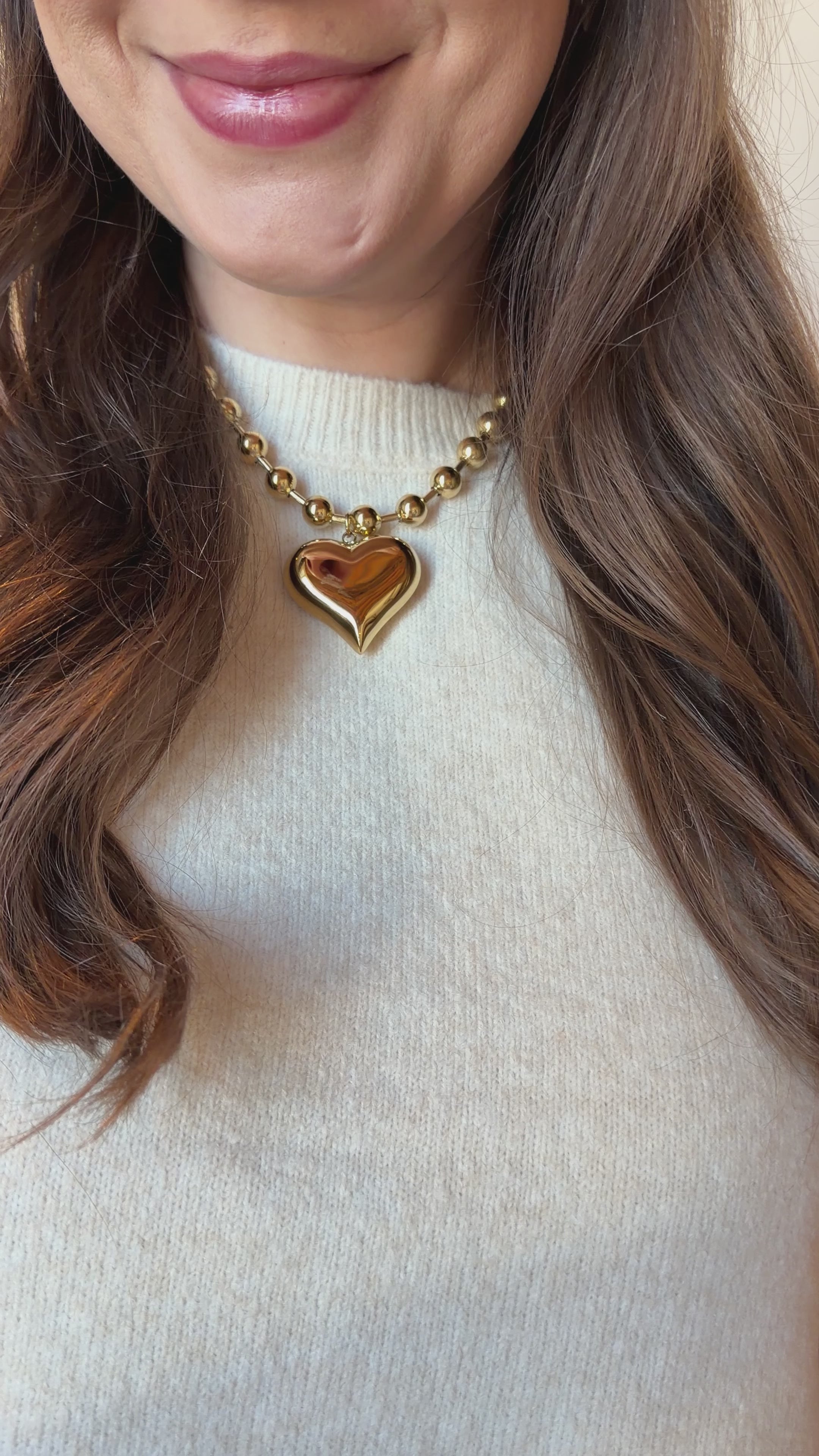 Gold Heart Statement Necklace- Tarnish Free