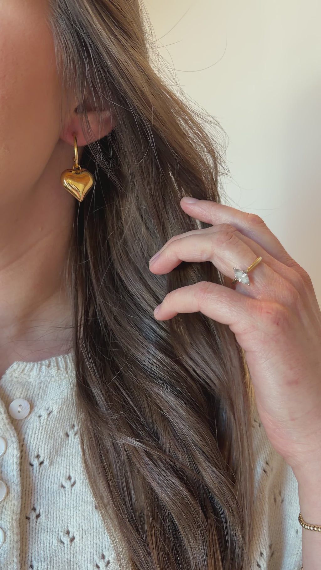 Gold Heart Hoops Tarnish Free